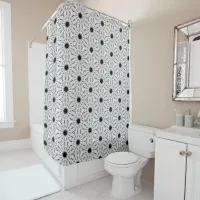 Black and White Flower pattern Shower Curtain