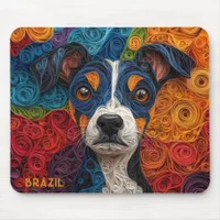 Colorful Brazilian Terrier Paper Quilling Portrait Mouse Pad