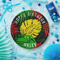 Jamaican Rasta Reggae Tropical Leaves Birthday Paper Plates