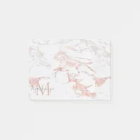 Elegant Marble and Rose Gold Foil Monogram Post-it Notes