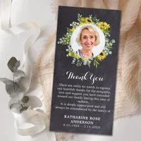 Funeral Sunflower Eucalyptus Slate Photo Sympathy  Thank You Card