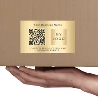 Gold business name logo qr code rectangular sticker