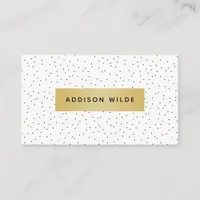 Modern Black And White Polka Dot Pattern Chic Gold Business Card