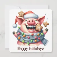 Funny Pig Holiday Greeting Card