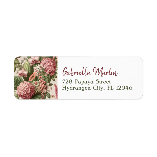 Tropical Floral and Papaya Return Address Label