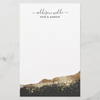 Stunning Black And Gold Glitter Trendy Script Stationery