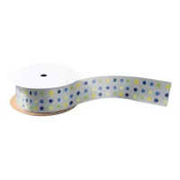 Yellow Buttercups and Blue Iris Dot Satin Ribbon