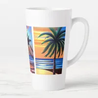 Tropical Palm Trees and Ocean Colorful Latte Mug