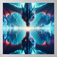 Ethereal Dragon Reflection Ai Art Poster