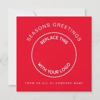 Your Logo Simple Corporate Christmas Square Red Holiday Card