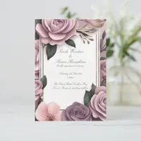 Together Forever Mauve Floral Wedding Invitation