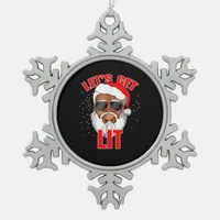 Let's Get Lit Drinking Santa Hat Christmas Lights  Snowflake Pewter Christmas Ornament