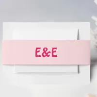 Hot & Pastel Pink Retro Monogrammed Wedding Invitation Belly Band