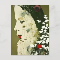 Woman and Flowers Collage Postcard
