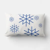 Pillow (lumbar) - Snowflakes - Blue on White