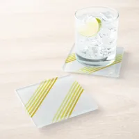 Glass Coaster - Shades of Yellow Diagonal Stripes