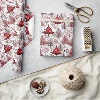 Red White Christmas Tree Pattern#4 ID1009 Wrapping Paper