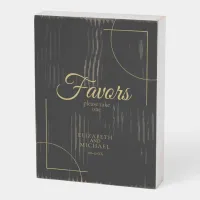 Geometric Wedding Favors Gold/Black ID477 Wooden Box Sign