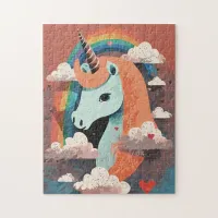 Unicorn under Rainbow & Among Hearts Jigsaw Puzzle