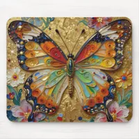 Beautiful Impasto Butterfly and Flowers   Mouse Pad
