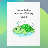 Personalized Turtle Happy Birthday | Coloring Page Card