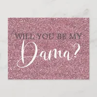 Pink Faux Glitter Quinceanera Dama Proposal Invitation Postcard