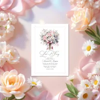 Whimsical Love Fancy Pastel Floral Wedding QR Code Invitation