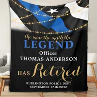 Police Legend Thin Blue Line Gold Retirement Fleece Blanket