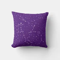 Astrology Purple White Stars Night Constellation Throw Pillow