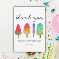 Cute Colorful Popsicle Party Thank You Card