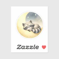 Raccoon on the Moon Cute Woodland Animal Kids Sticker