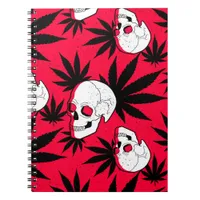 Red and White and Black Weed and Skulls  Notebook