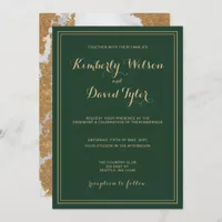 Marble Green and Gold Wedding Invitation