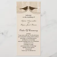 Chic brown bird cage, love birds wedding programs