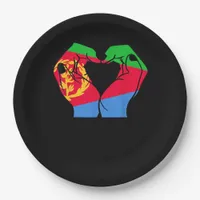 Hands Heart With Eritrean Flag Paper Plates