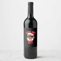 Let's Get Lit Drinking Santa Hat Christmas Lights  Wine Label