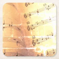 Musical Notes Square Paper Coaster