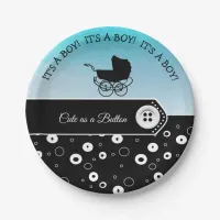 Personalized Cute as a Button Baby Shower Paper Plates