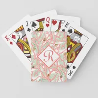 Personalized Monogram Coral Branches Seashells Poker Cards