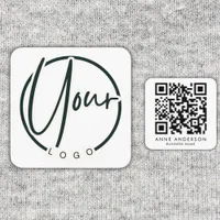 Custom Logo QR Code Generic White  Square Business Card