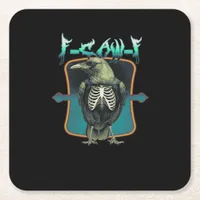 F-Caw-F Minimal Design Square Paper Coaster