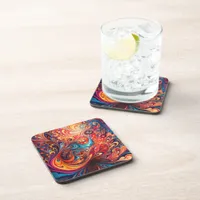 Vibrant Abstract Design Beverage Coaster 