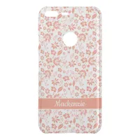 Coral Peach Tropical Girly Flowers Monogram Uncommon Google Pixel XL Case