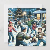 Nostalgic Winter Scene | Children's Snowball Fight