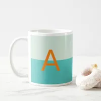 Shades of Teal Monogram Customized Alphabet Coffee Mug