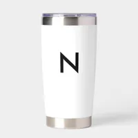 Stylish Modern White Black Monogram Custom Initial Insulated Tumbler