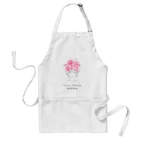 Cute pretty girl pink watercolor roses-Floral Adult Apron