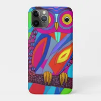 Whimsical Owl with Colorful Feathers iPhone 11 Pro Case