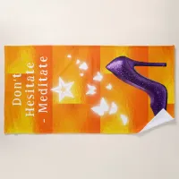 Purple Glitter High Heel Shoe on Orange | Beach Towel