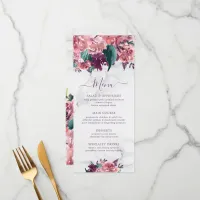 Pink Watercolor Floral Marble Mothers Day Menu